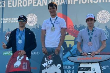 Foto del podio degli europei di Wingfoil con Nicolò Spanu